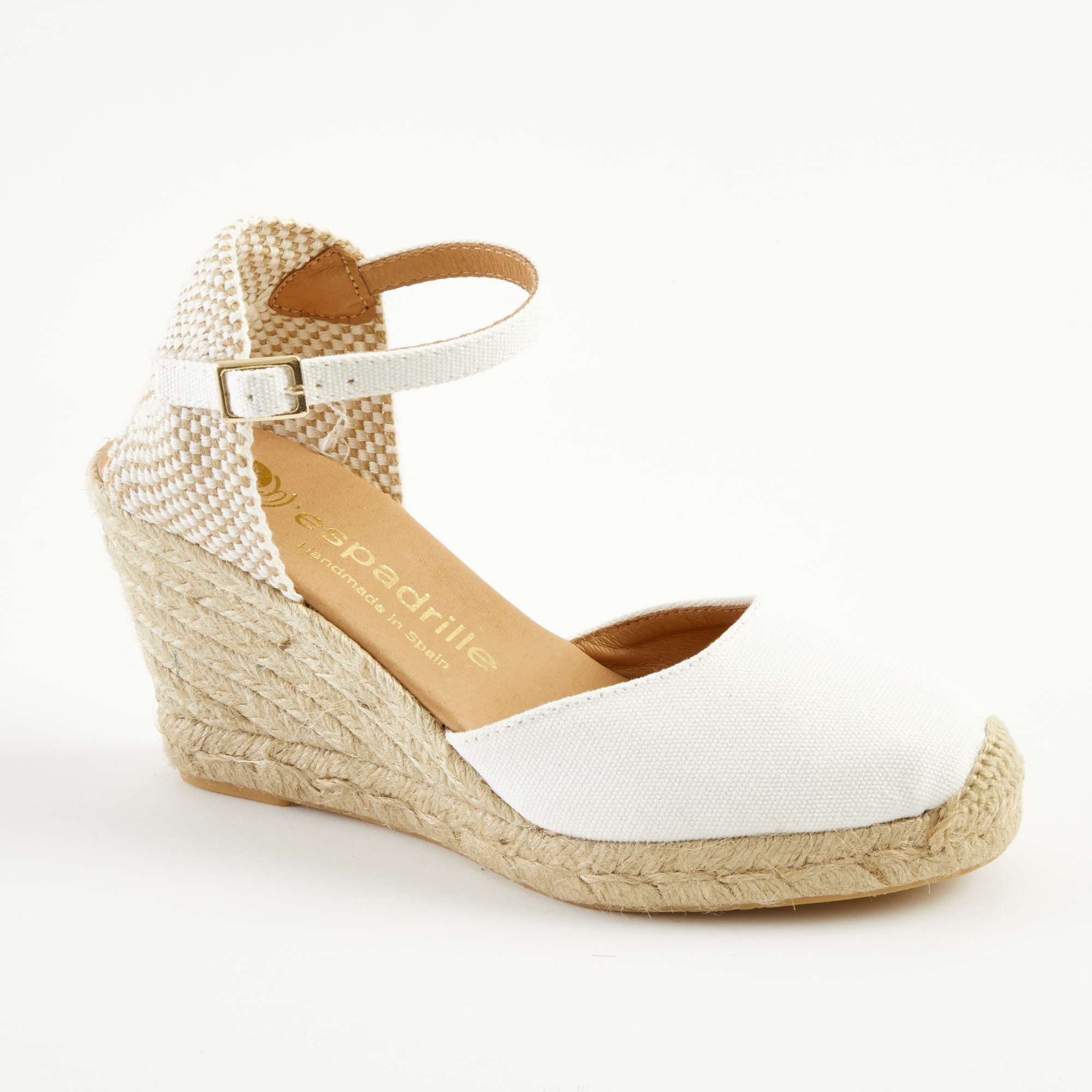 Frost Canvas Ankle Strap Espadrilles High Wedge espadrille.co .uk