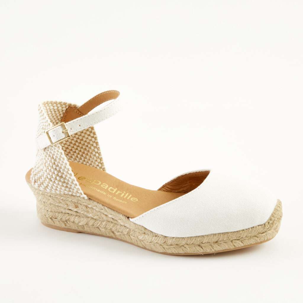 Frost Canvas Ankle Strap Espadrilles Low Wedge espadrille.co .uk