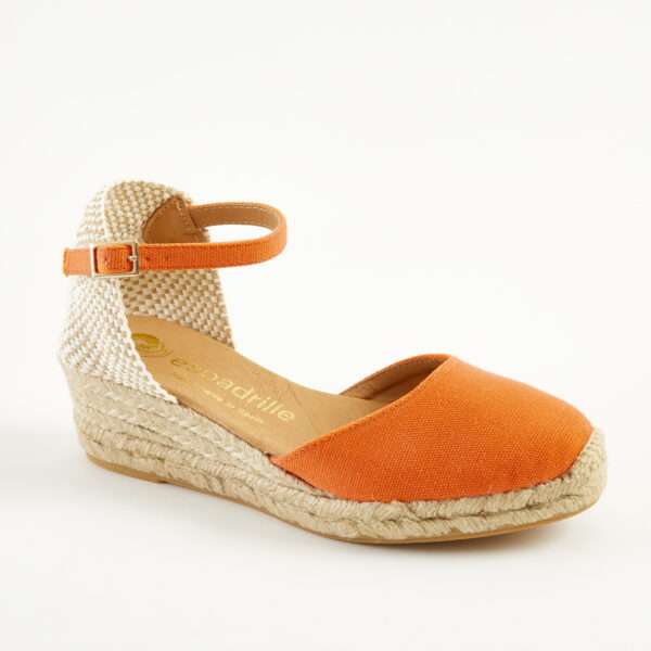 Orange Canvas Ankle Strap Espadrilles Low Wedge espadrille.co .uk  1