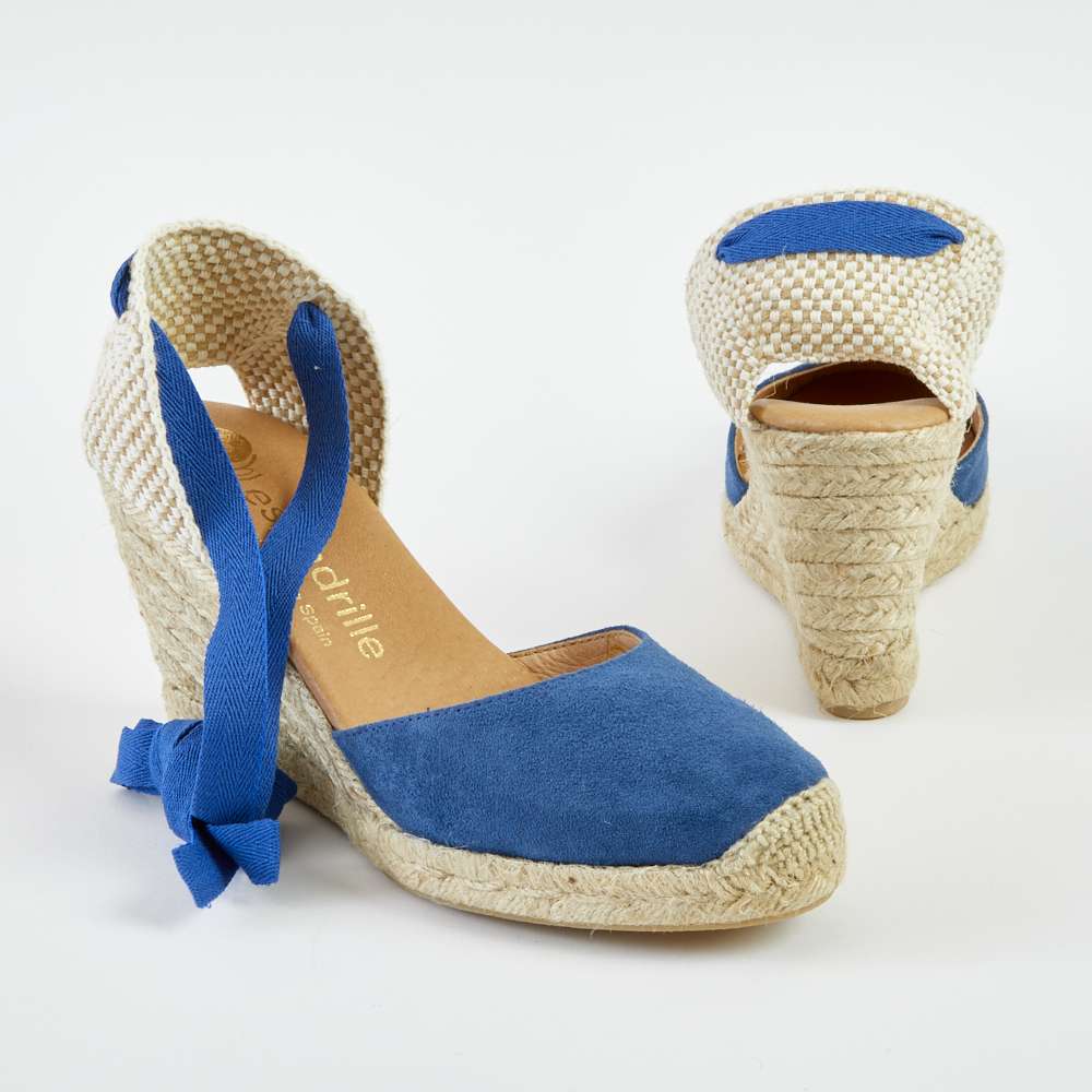Suede Lace Up Espadrilles - High Wedge | Espadrille