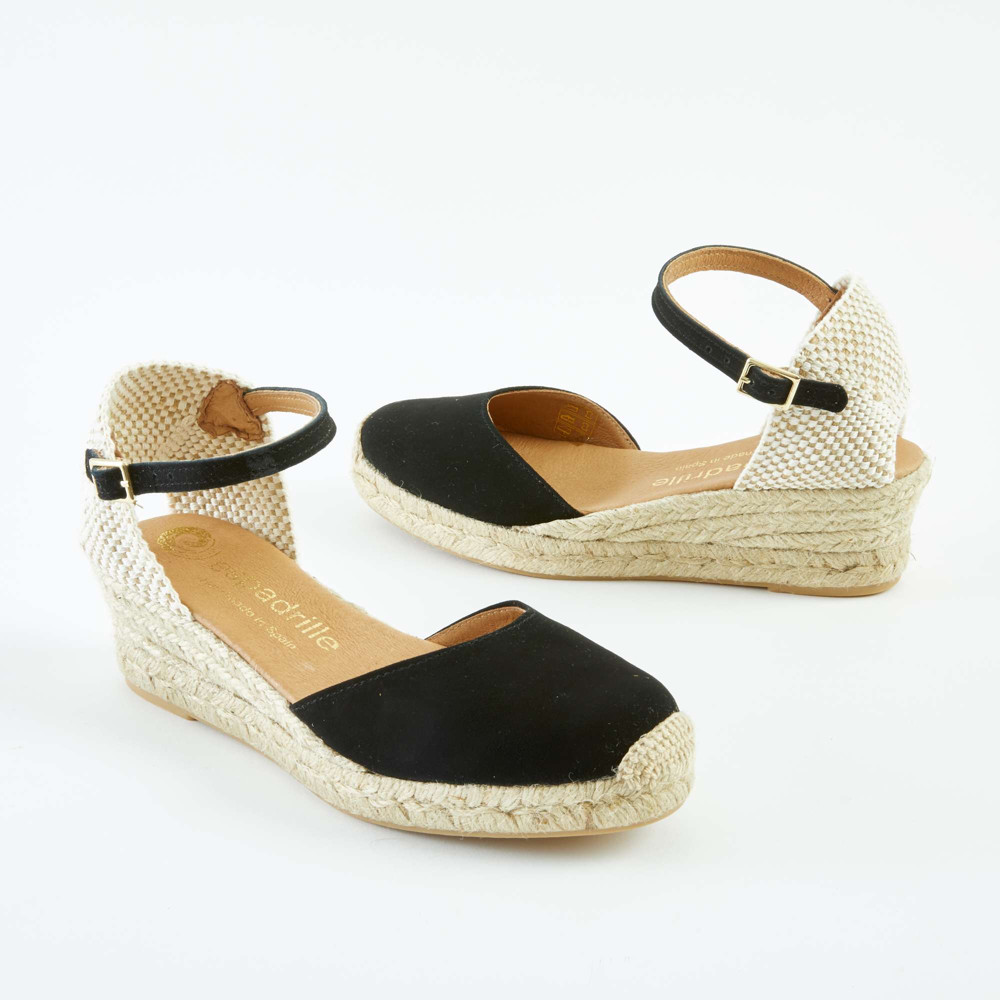 Suede Ankle Strap Espadrilles - Low Wedge | Espadrille