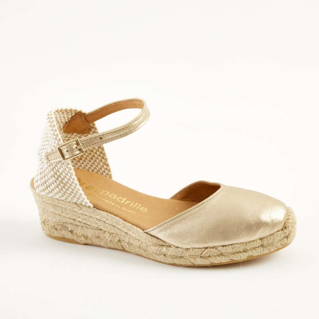 Gold Leather Wedge Espadrille Low Wedge espadrille.co .uk