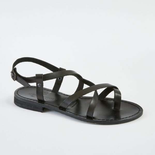 Italian Leather Criss Cross Sandals Black espadrille.co .uk