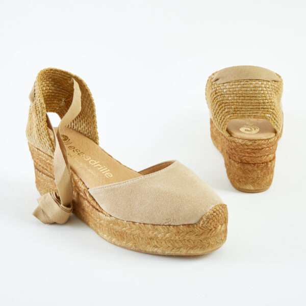 Nude Chunky Lace Up Wedges Low Wedge espadrille.co .uk 3