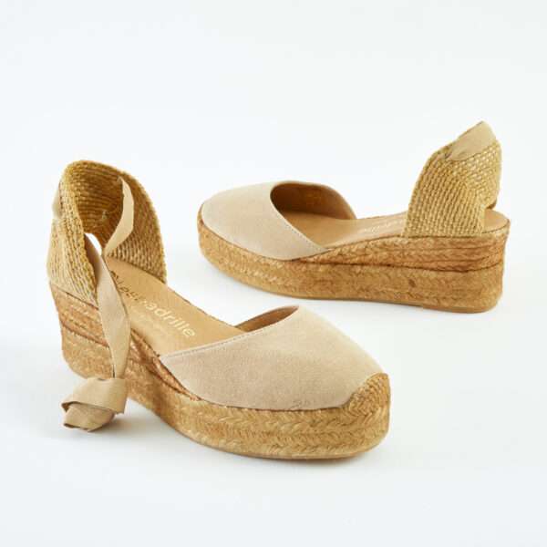 Nude Chunky Lace Up Wedges Low Wedge espadrille.co .uk 4