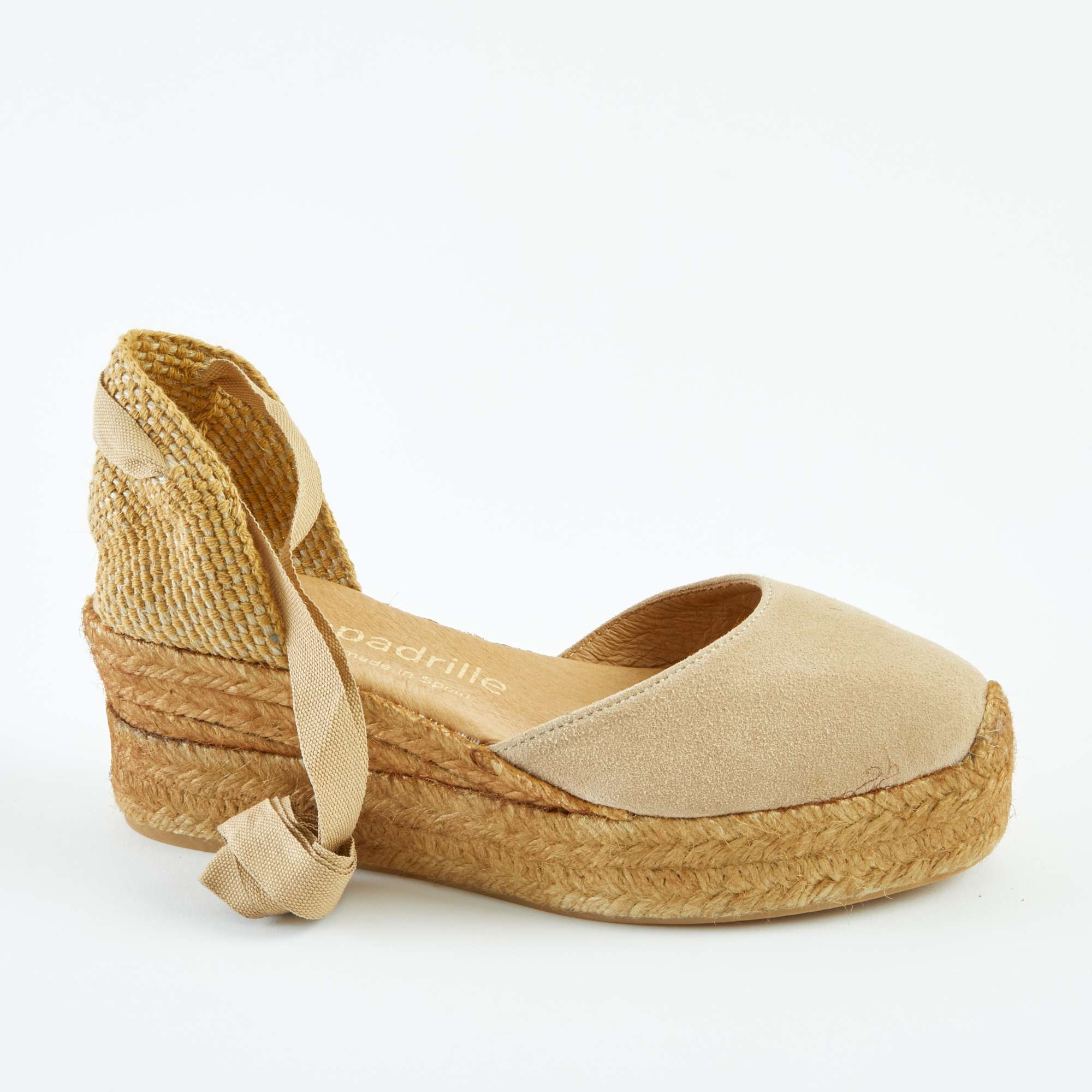 Nude Chunky Lace Up Wedges Low Wedge espadrille.co .uk