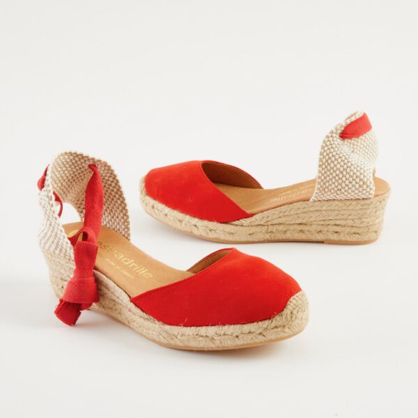 Red Suede Closed Toe Espadrilles Low Wedge espadrille.co.uk (2)