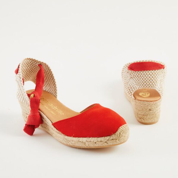 Red Suede Closed Toe Espadrilles Low Wedge espadrille.co.uk (3)