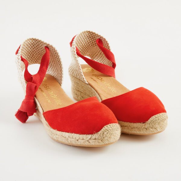 Red Suede Closed Toe Espadrilles Low Wedge espadrille.co.uk (4)