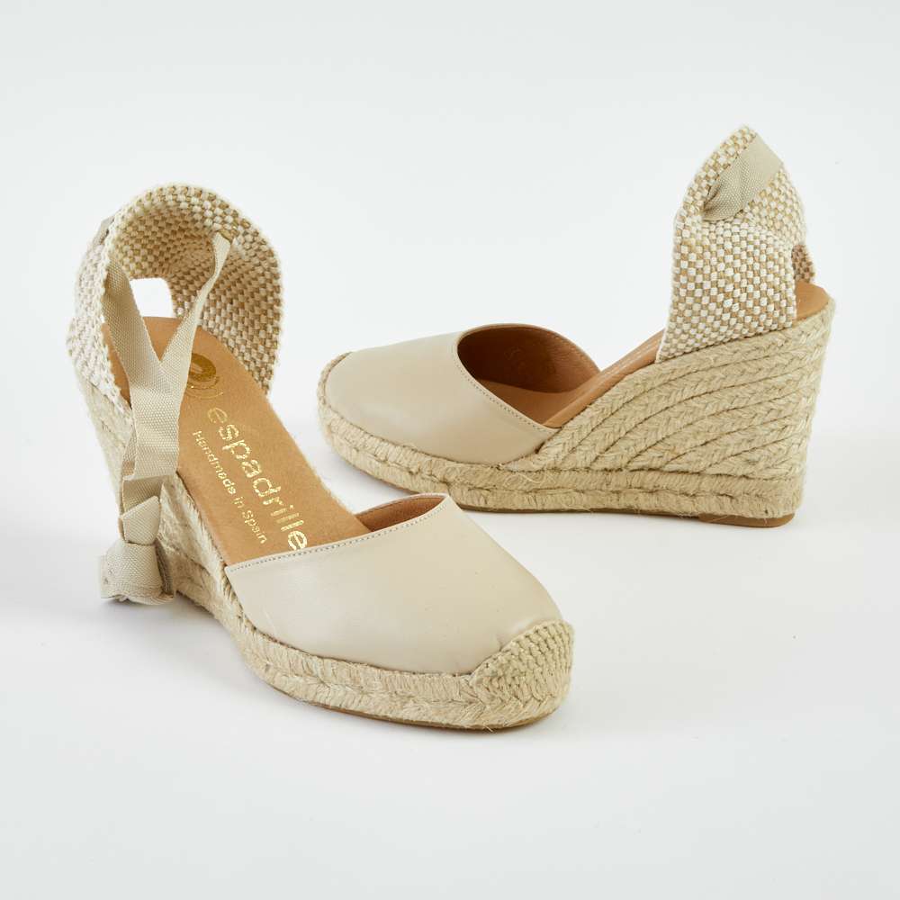 Leather Lace Up Espadrilles - High Wedge | Espadrille