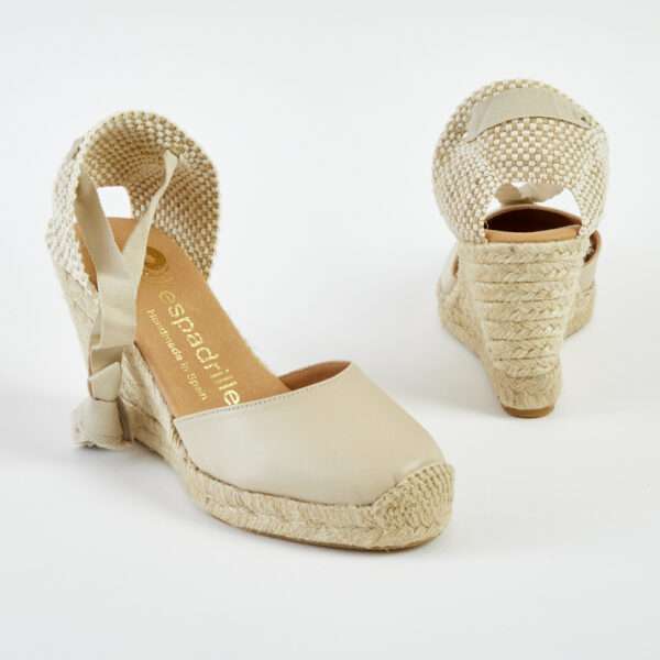 Taupe Leather Lace Up Espadrille High Wedge espadrille.co .uk 3