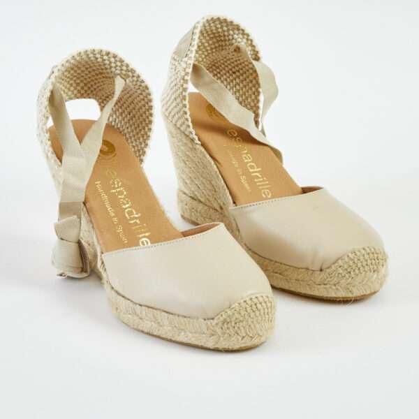 Taupe Leather Lace Up Espadrille High Wedge espadrille.co .uk 4
